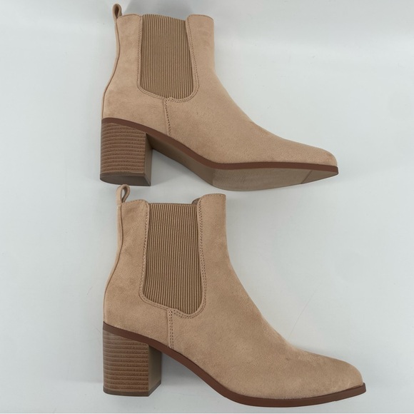 NEW Dream Pairs Pointed Toe Chelsea Ankle Boots Nude Suede 9 - Picture 11 of 14